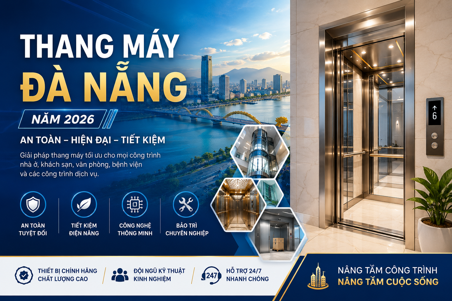 Thang máy Đà Nẵng năm 2026 – Xu hướng lựa chọn thang máy an toàn, hiện đại và tiết kiệm